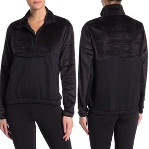 Adidas Faux Fur Mock Neck Half Zip Pullover